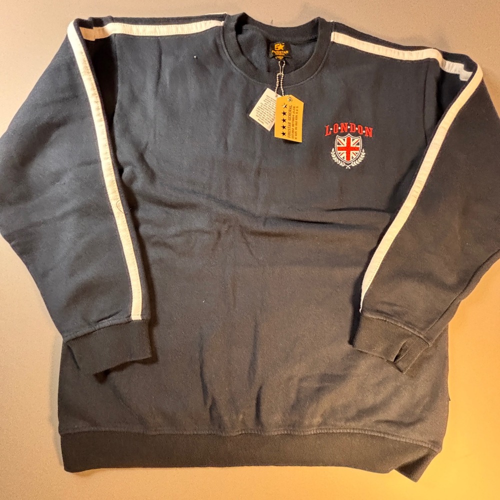 Five Star General Womens M London Union Jack Crewneck Sweatshirt Navy NWT